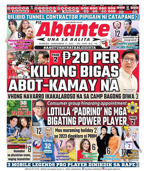 balitang pantahanan|Abante Front Page .